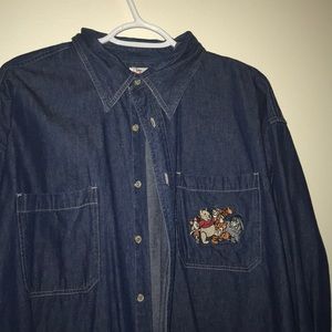 RARE 90s Vintage Disney Button Down Denim Shirt